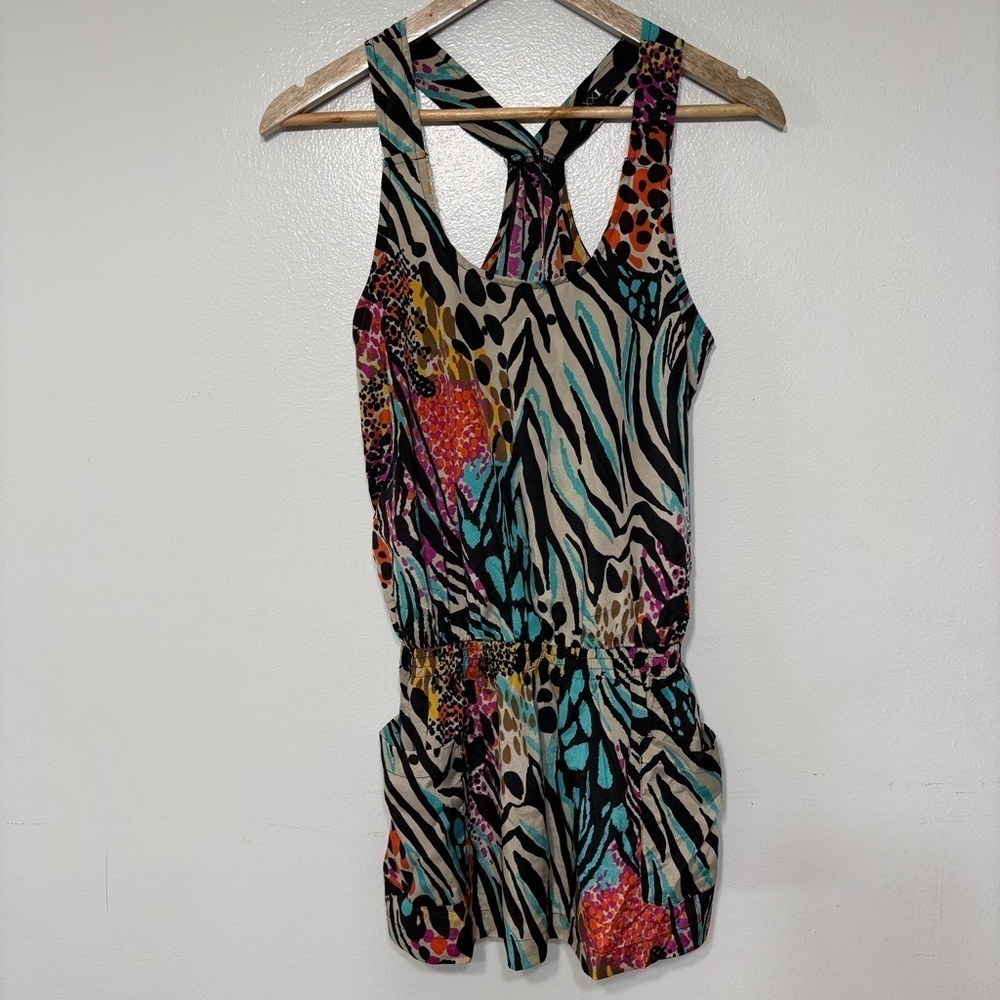 XXI Y2K Multi Color Zebra Print Tank Top W/
Pockets Size S
